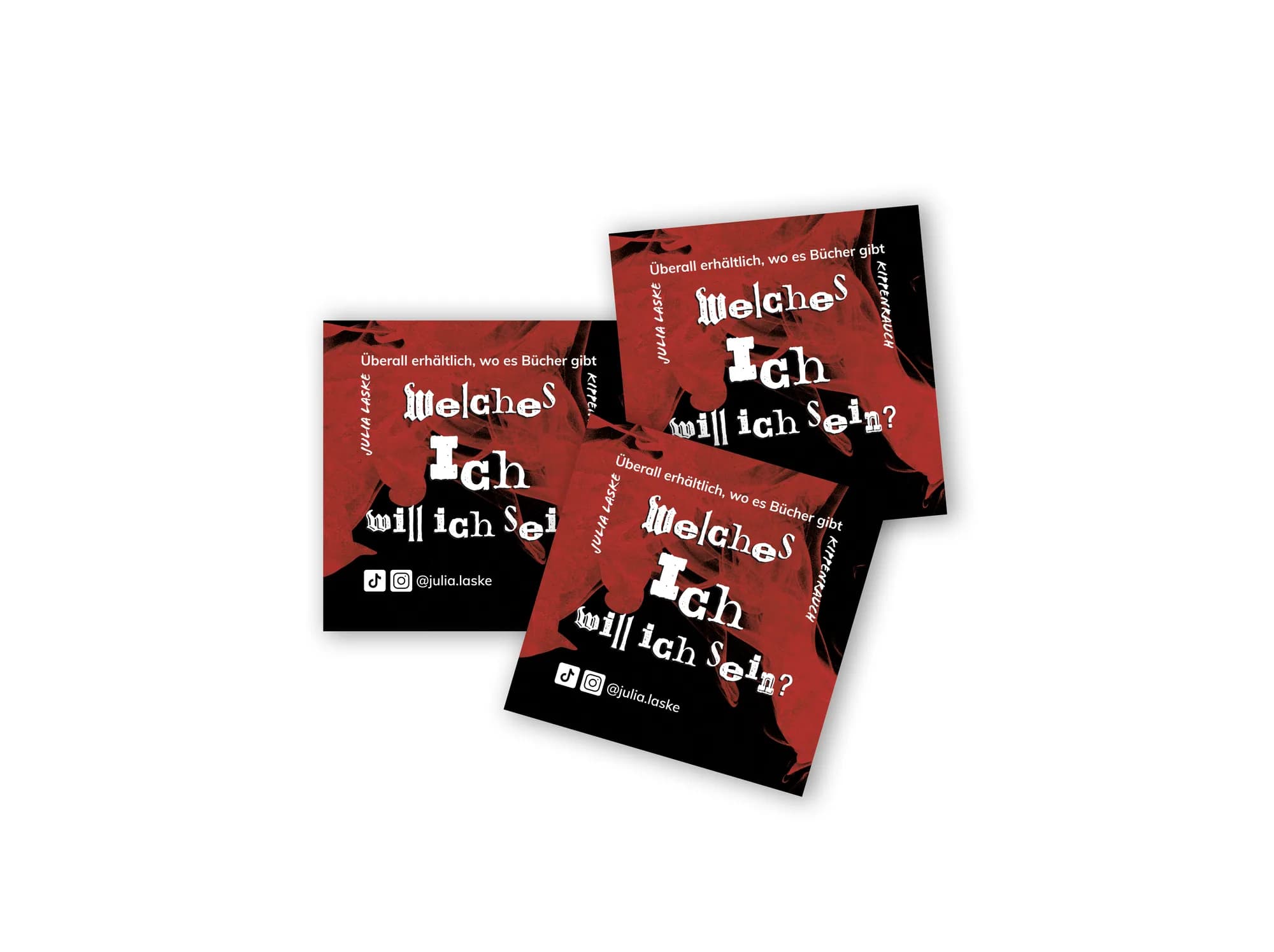 Sticker-Design zu „Kippenrauch“ mit roher Collage-Typografie „Welches Ich will ich sein?“ in rebellischer Rot-Schwarz-Optik