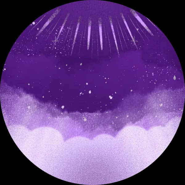 Detaillierter Illustrations-Hintergrund mit Sternenhimmel und Lichtstrahlen in Violett