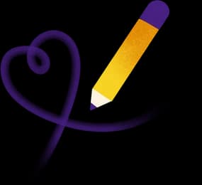 Gelber Stift mit einer herzförmigen Linie